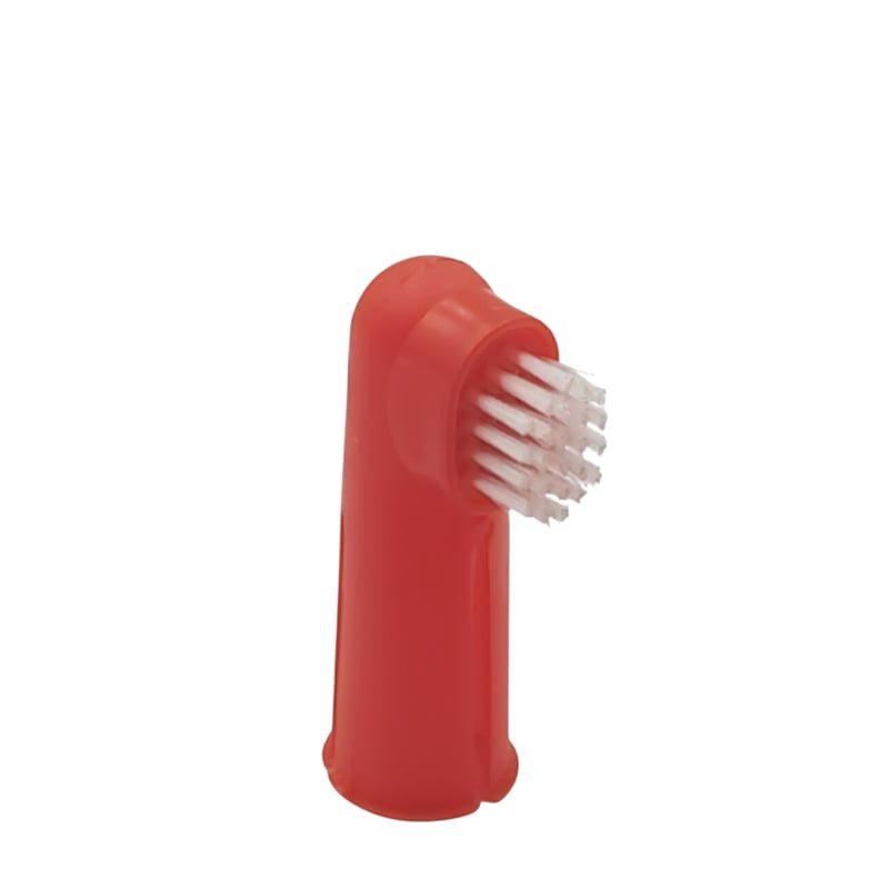 Escova Dental tipo Dedal com 2 Escovas para Pets - Vermelho