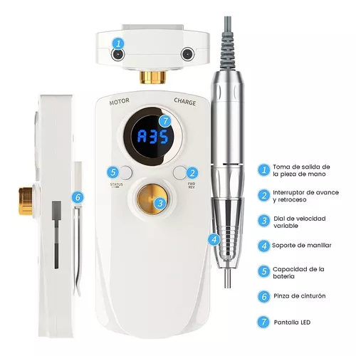 Lixadeira de Unhas Profissional Recarregável