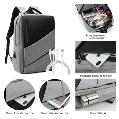 Suply São Paulo Mochila Cinza para Notebook 3 Suply São Paulo Mochila Cinza para Notebook 3