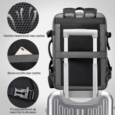 Vitrine de Fornecedores Mochila Expansível Executiva Nylon - Preto 5 Vitrine de Fornecedores Mochila Expansível Executiva Nylon - Preto 5