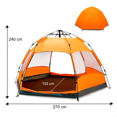 JTKSHOP  Barraca de Camping para 4 Pessoas - Laranja  5