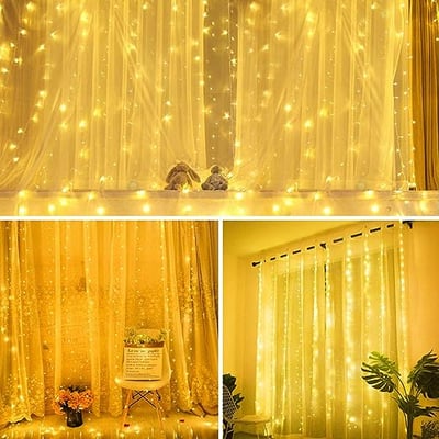 Suply São Paulo Cortina de LED com Controle - LEDs Amarelo 3 Suply São Paulo Cortina de LED com Controle - LEDs Amarelo 3