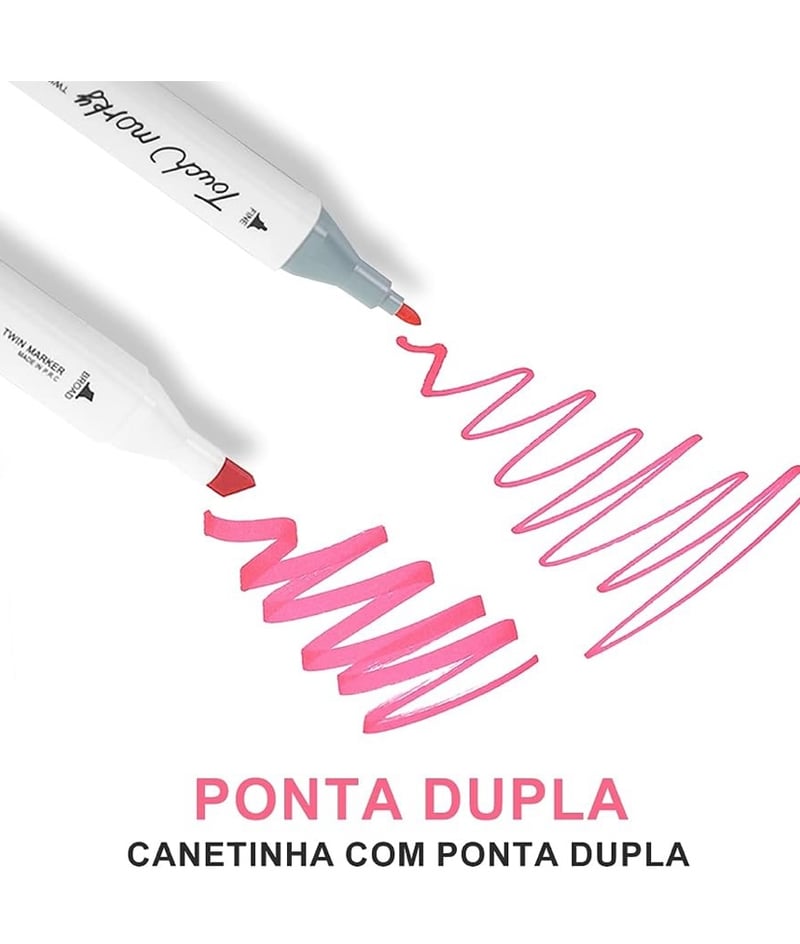 Conjunto de Canetas Marcador Permanente Ponta Dupla 40 Cores