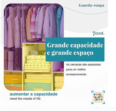 Suply São Paulo Guarda Roupa Portátil 2 Portas - Azul 3 Suply São Paulo Guarda Roupa Portátil 2 Portas - Azul 3