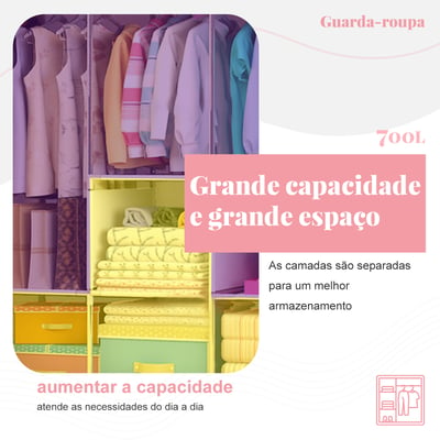 Tudo em Caixa  Guarda Roupa Portátil 2 Portas - Preto  3