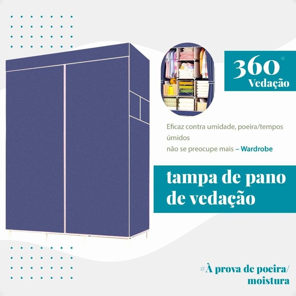 Guarda Roupa Portátil 2 Portas - Cinza