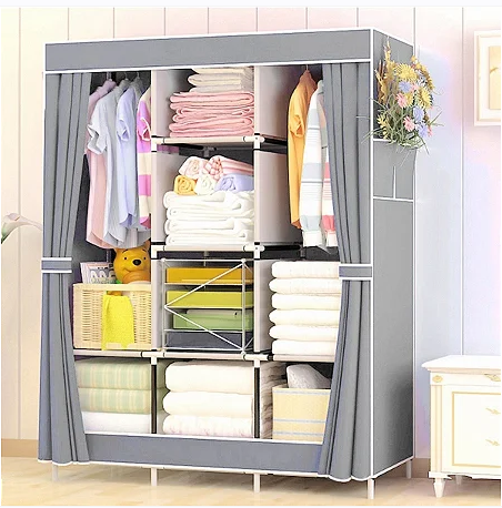 Guarda Roupa Portátil 2 Portas - Cinza