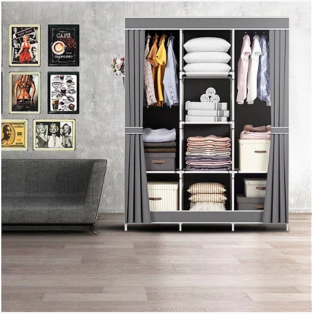 Guarda Roupa Portátil 2 Portas - Cinza