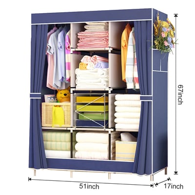 Suply São Paulo Guarda Roupa Portátil 3 Portas - Azul 3 Suply São Paulo Guarda Roupa Portátil 3 Portas - Azul 3