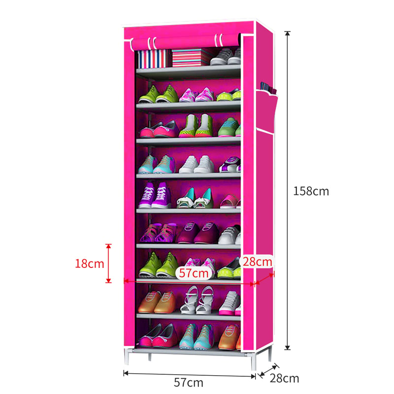 Sapateira Dobrável com 9 Prateleiras - Rosa