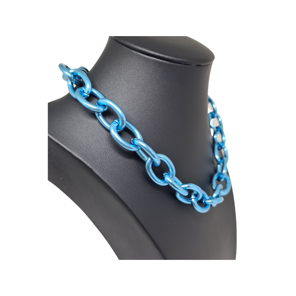 Colar com design de elos grossos folheada em blue