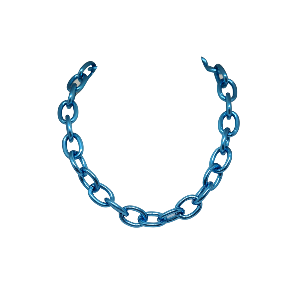 Colar com design de elos grossos folheada em blue