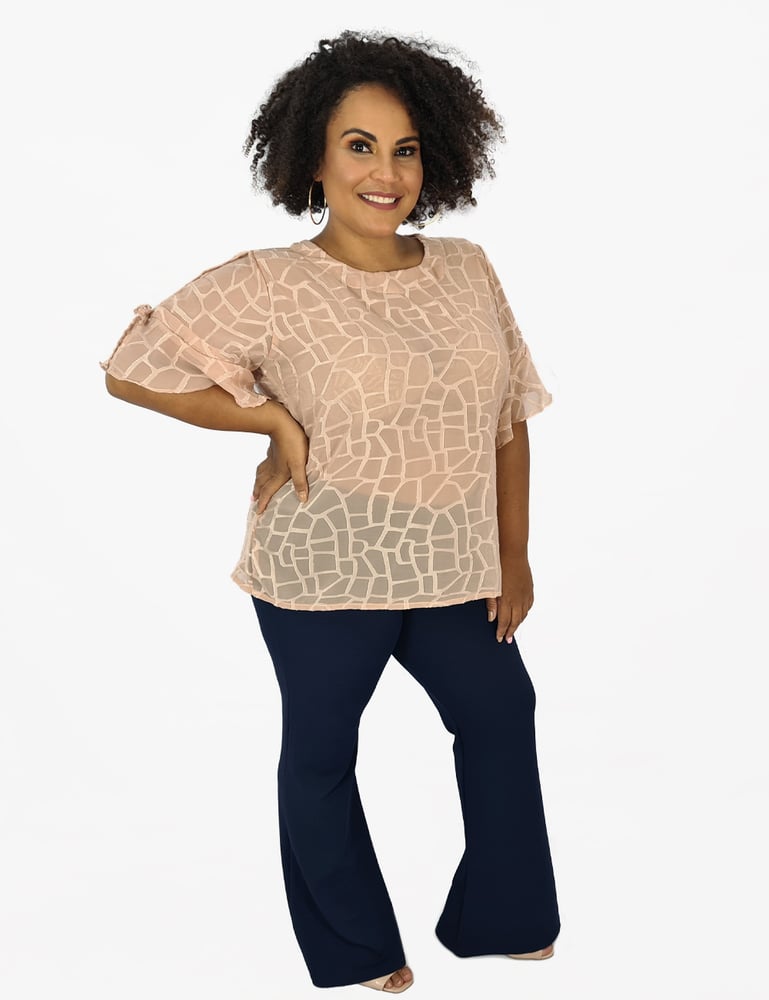 Blusa Manga com Babados Plus Colmeia