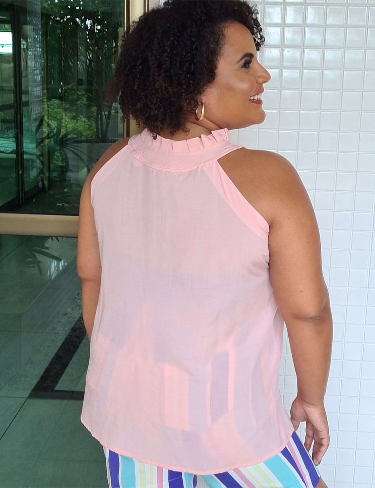 Blusa Feminina Plus em Viscose Rosa Claro