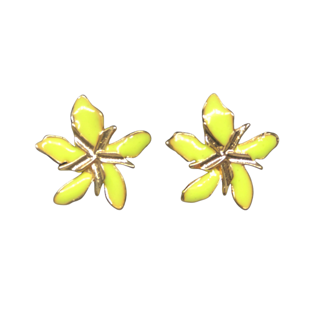 Brinco Flor Esmaltado Amarelo