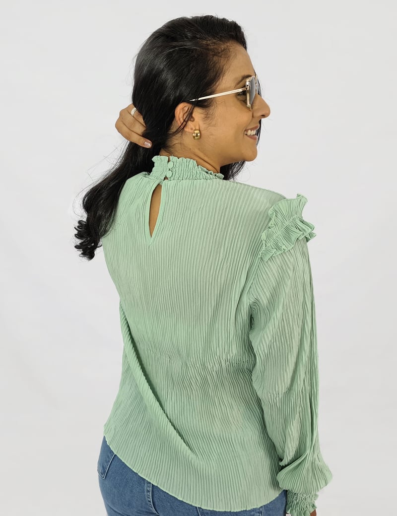 Camisa Social Feminina Franzina Verde Água