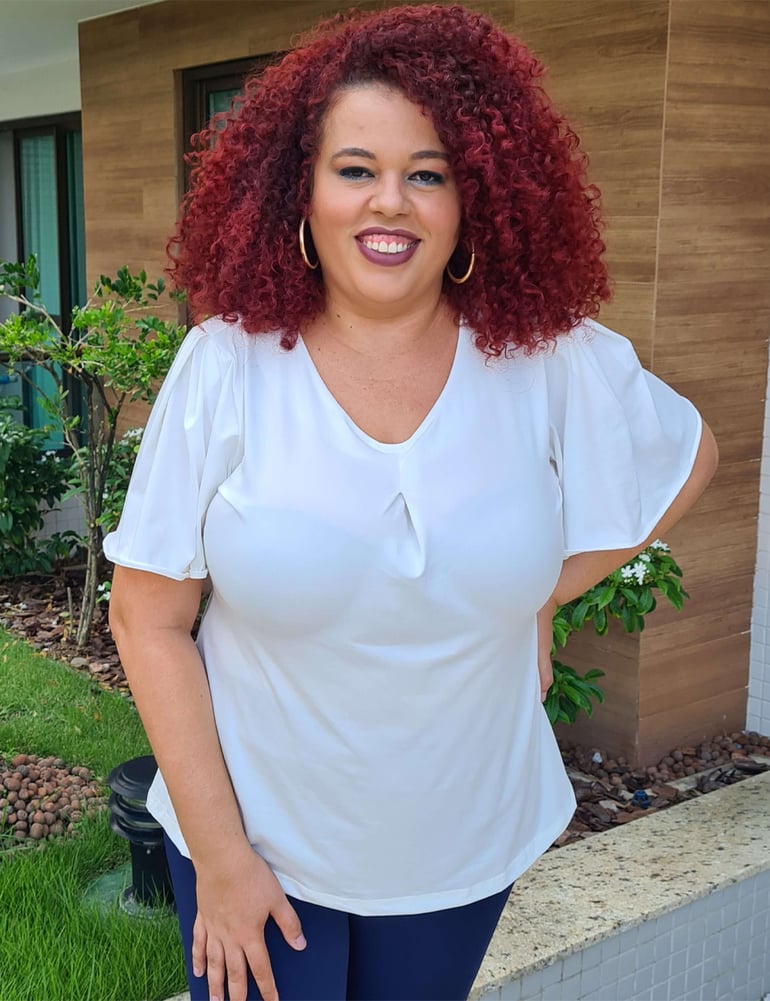 Blusa Feminina Plus Off White