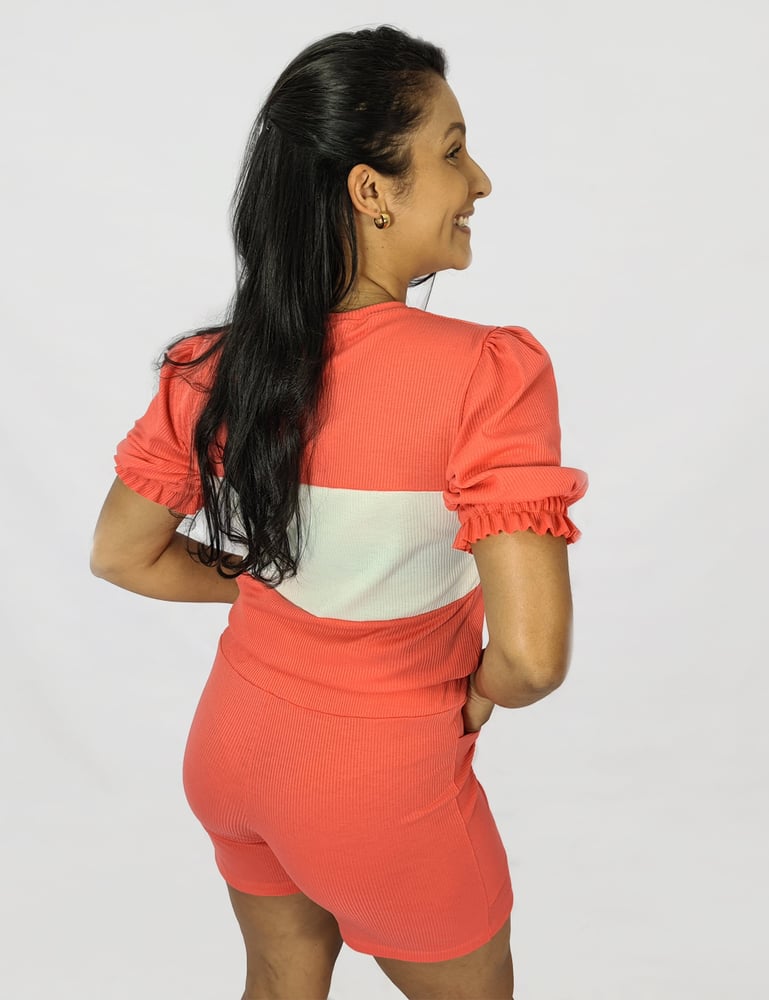 Conjunto Feminino Bicolor Salmão