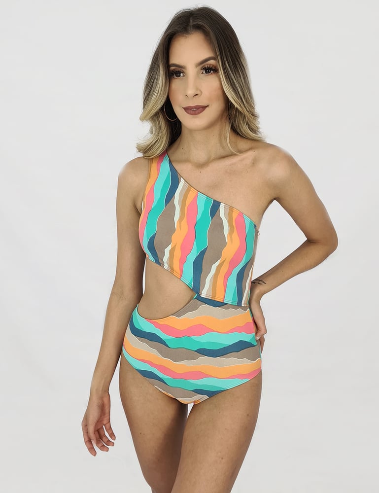 Maiô Body Feminino Estampado com Recorte