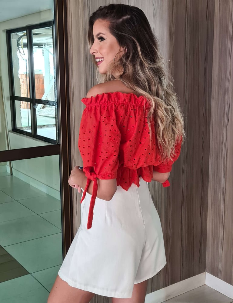 Short Saia Feminino Branco com Argola