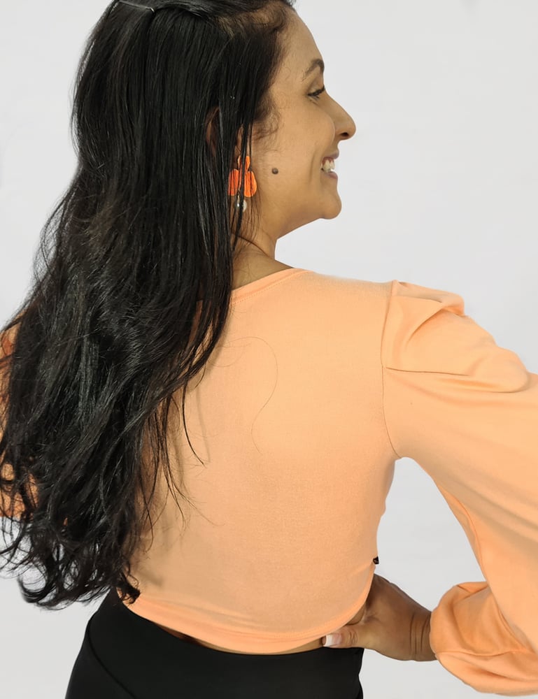 Top Manga Longa com Amarração Pêssego