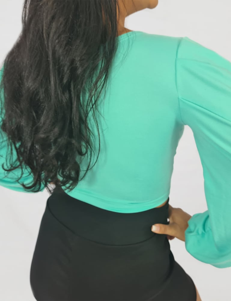 Top Manga Longa com Amarração Verde