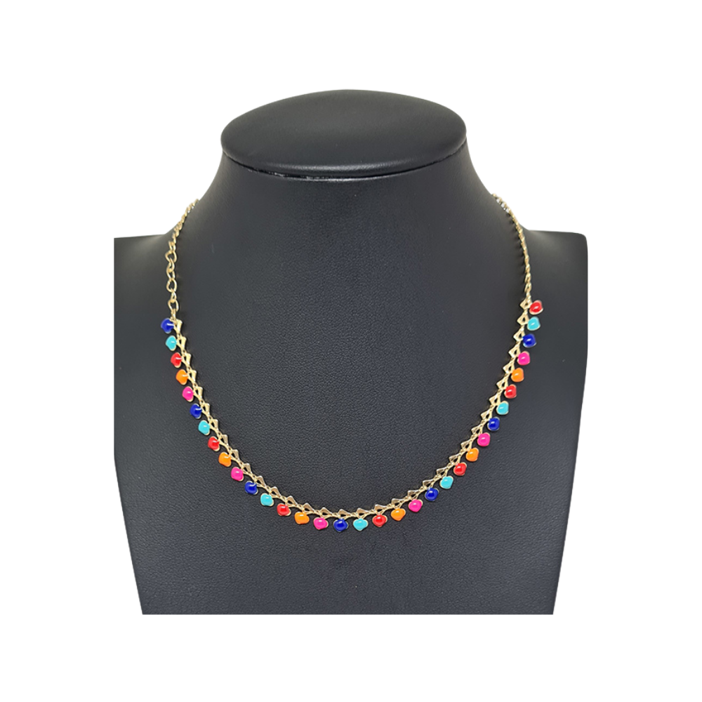 Colar Dourado com Gotas Esmaltado