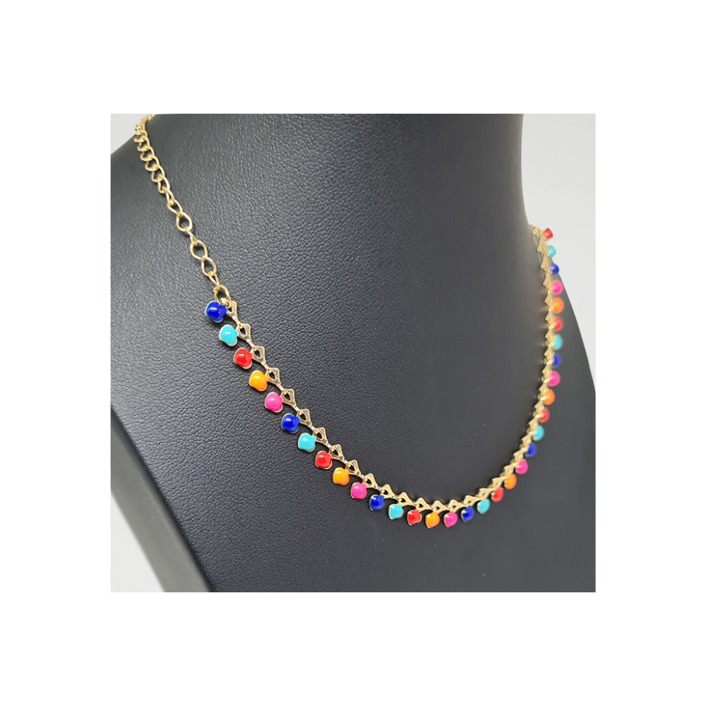 Colar Dourado com Gotas Esmaltado