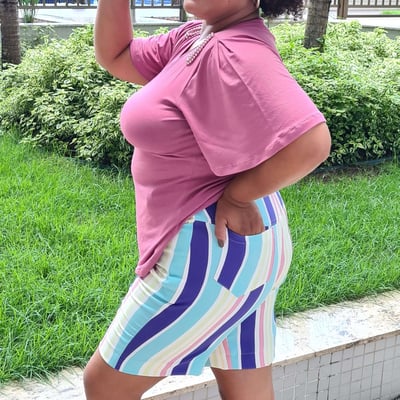 Venda e Cia Bermuda Feminina Plus Listrado 1 Venda e Cia Bermuda Feminina Plus Listrado 1