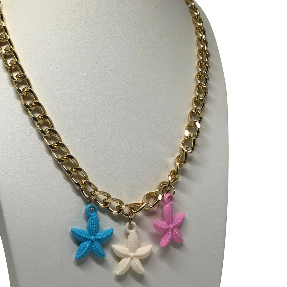 Colar Pingente Triplo Estrela do Mar