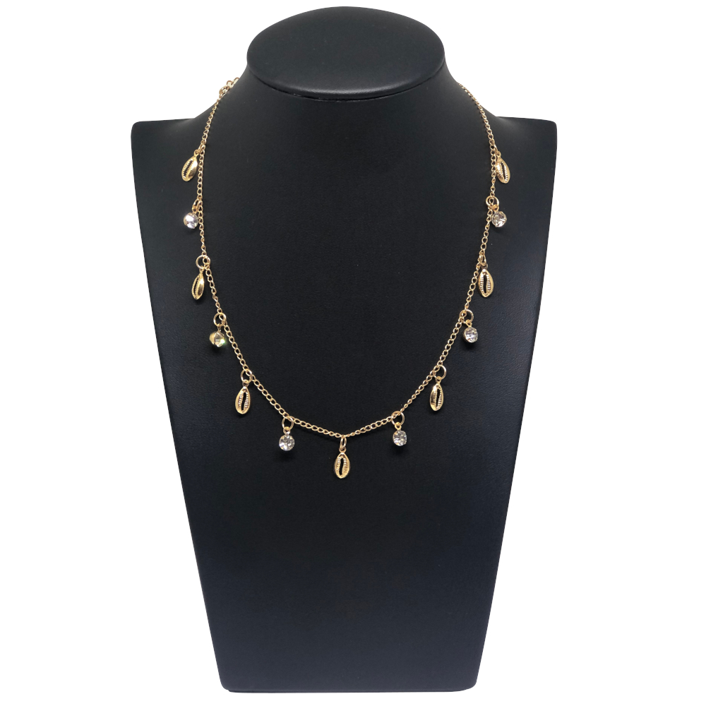 Choker Dourada com Mini Búzios e Pedrarias