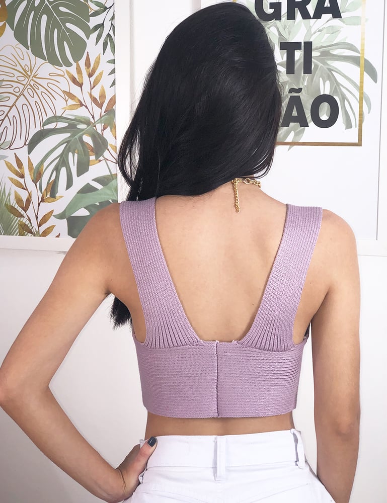 Cropped com decote lilás