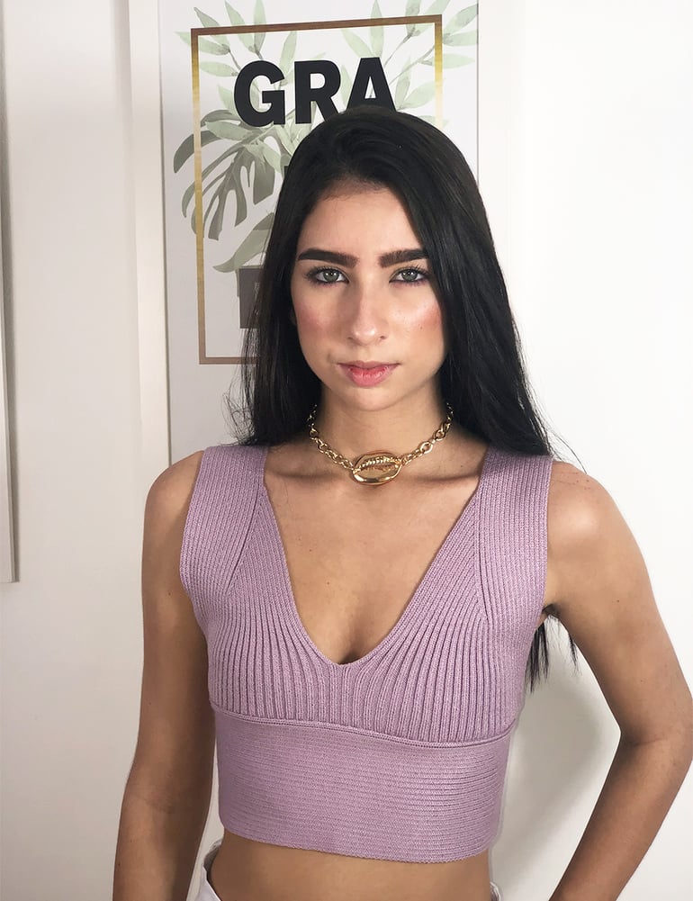 Cropped com decote lilás