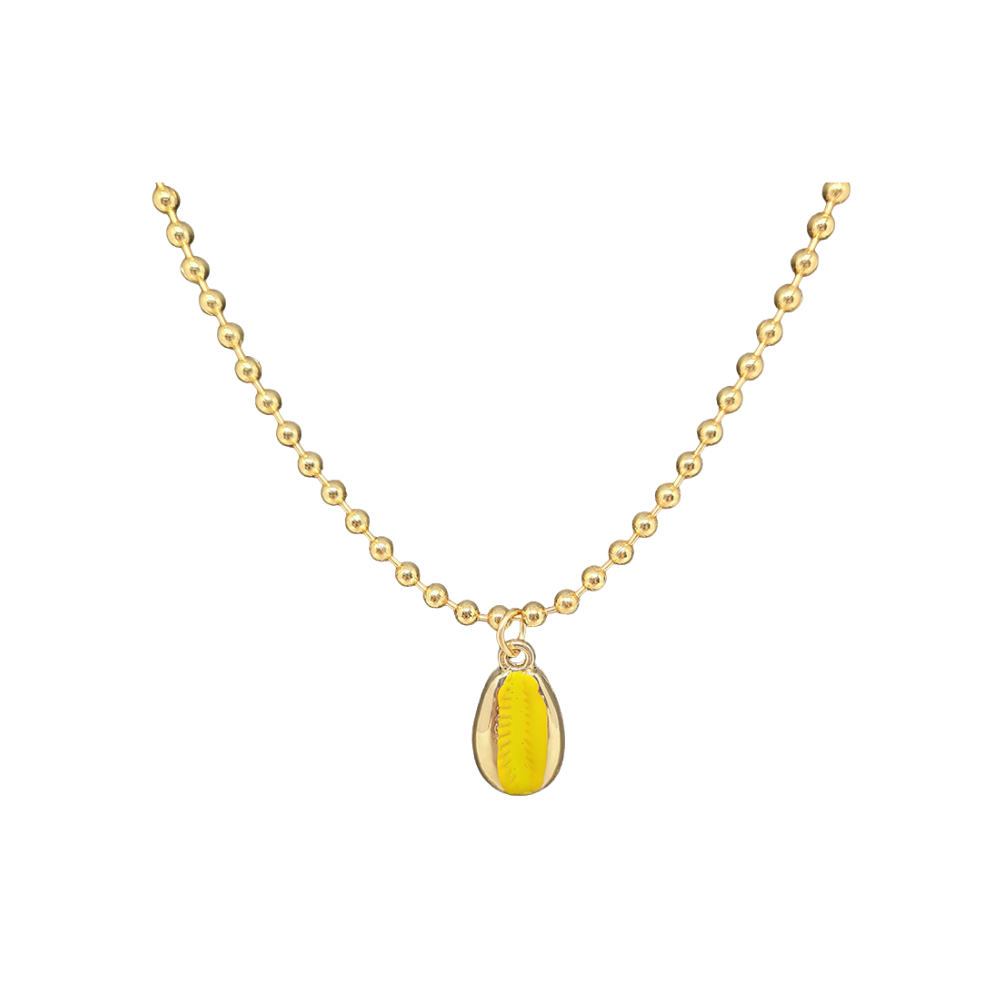 Colar com Pingente de Búzio Esmaltada Amarela