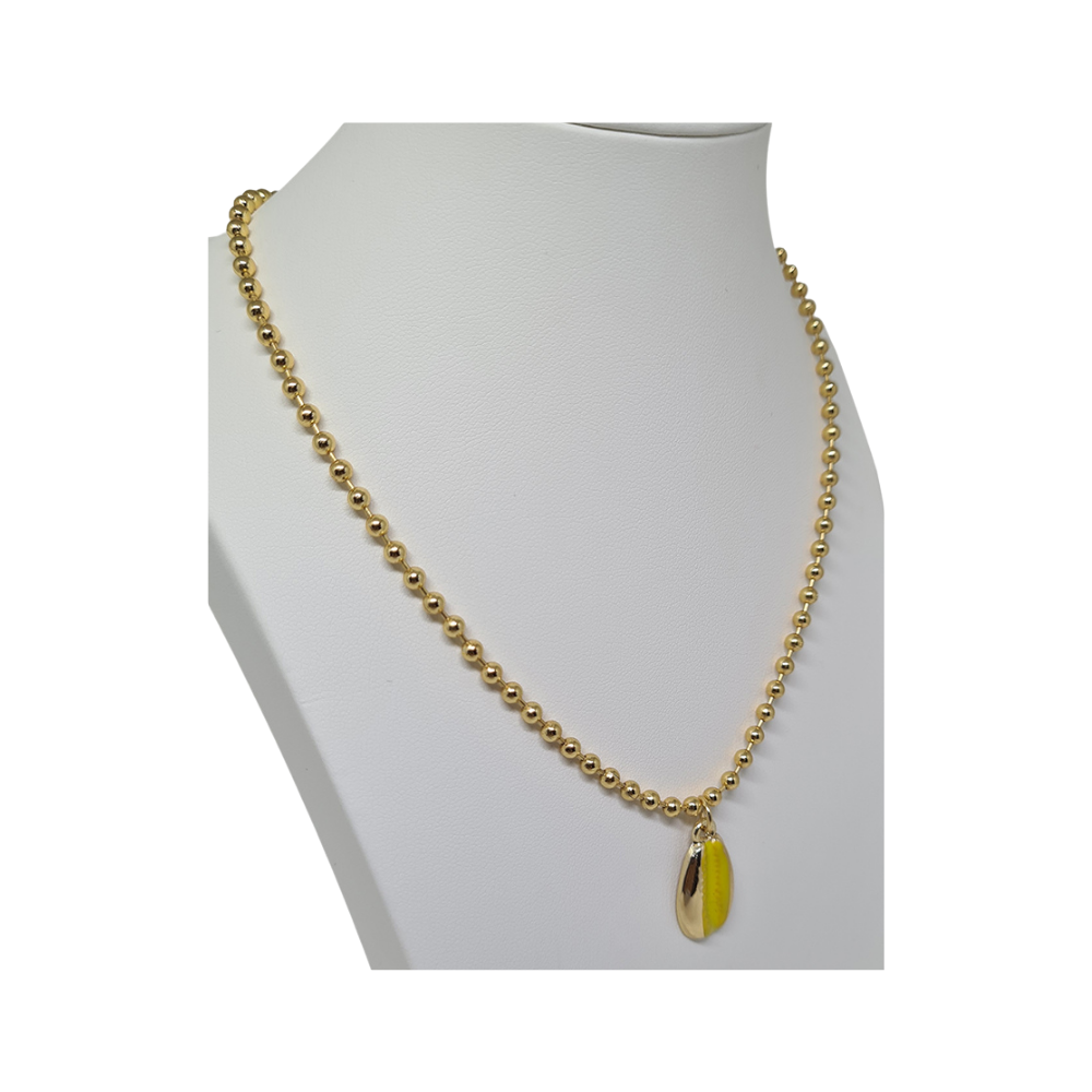 Colar com Pingente de Búzio Esmaltada Amarela