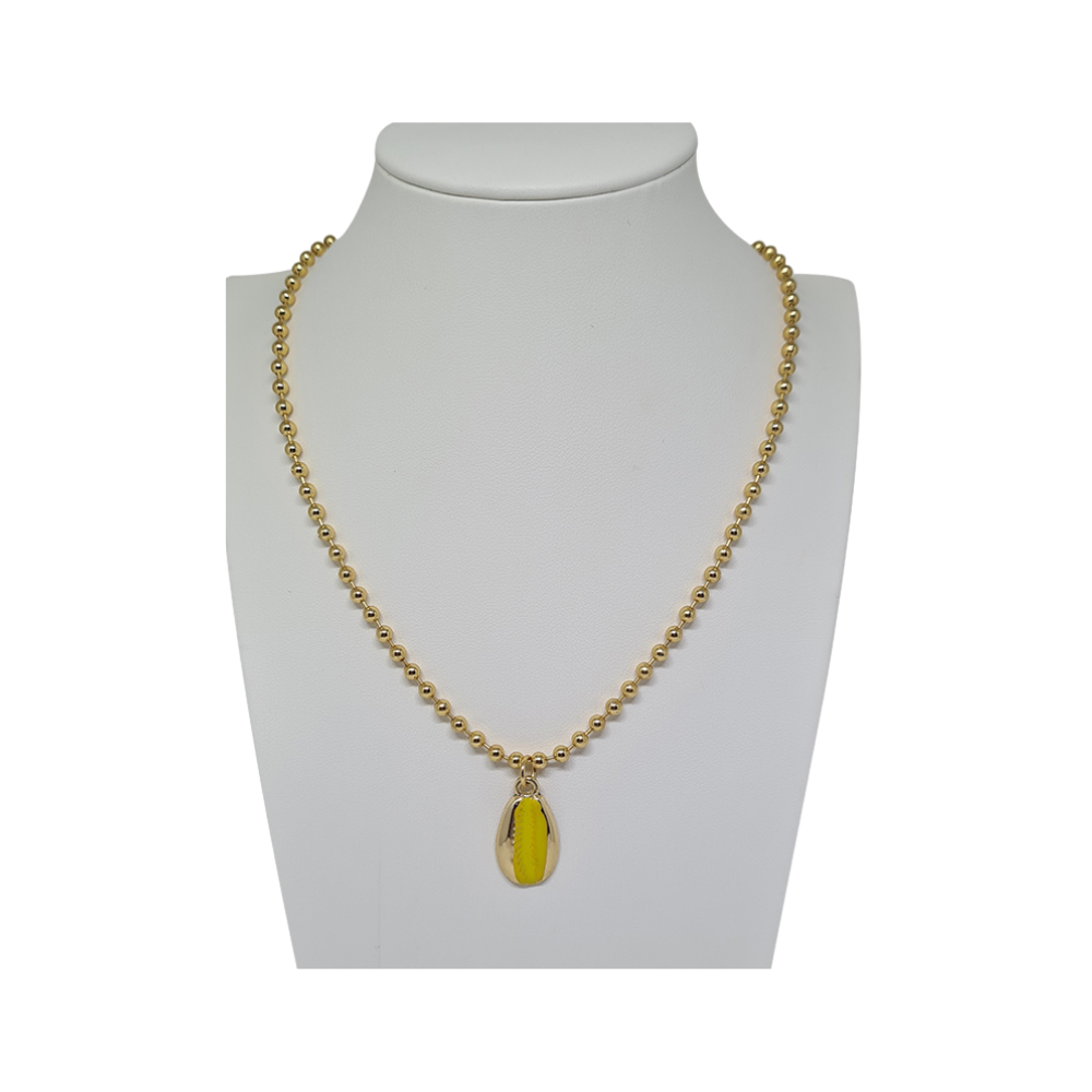 Colar com Pingente de Búzio Esmaltada Amarela