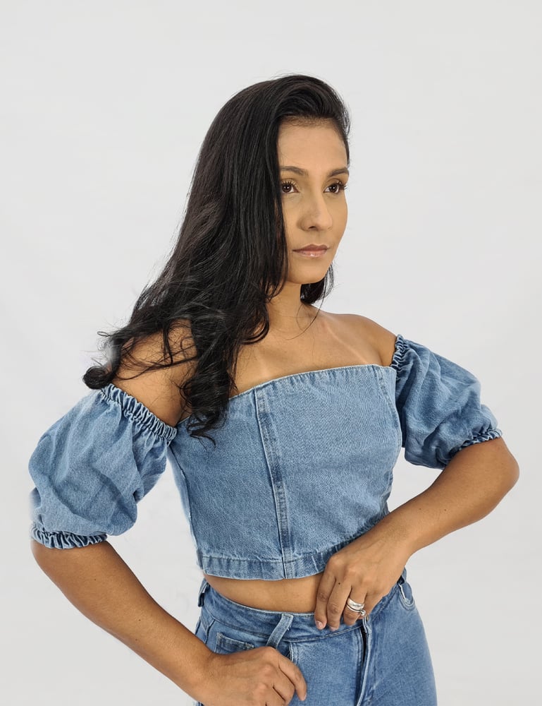 Cropped Feminino Jeans Ciganinha 