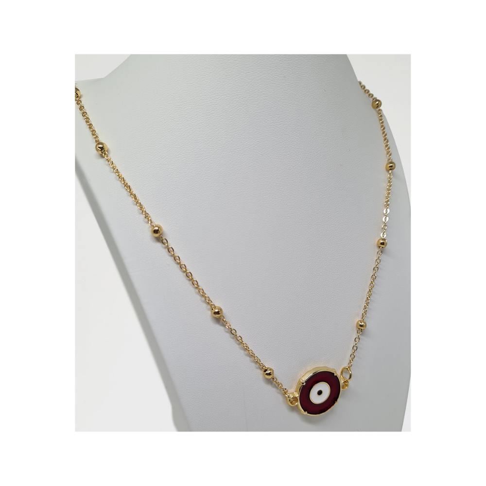 Colar Dourado Olho Grego Vinho