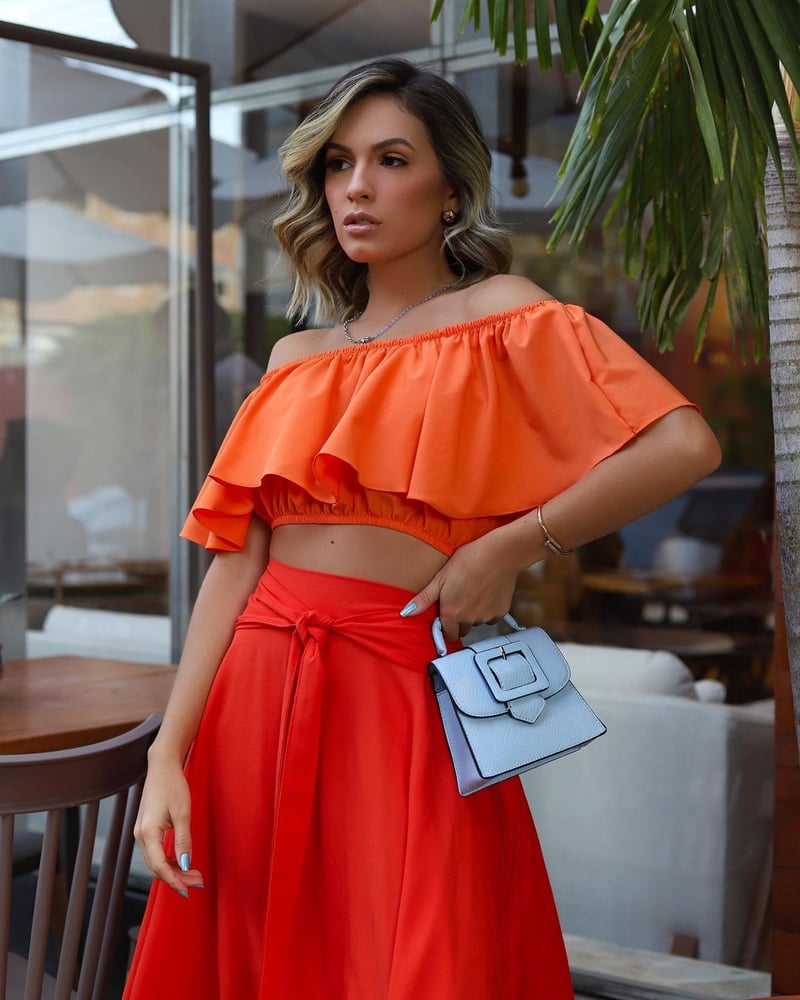 Saia Feminina Assimétrica Abóbora