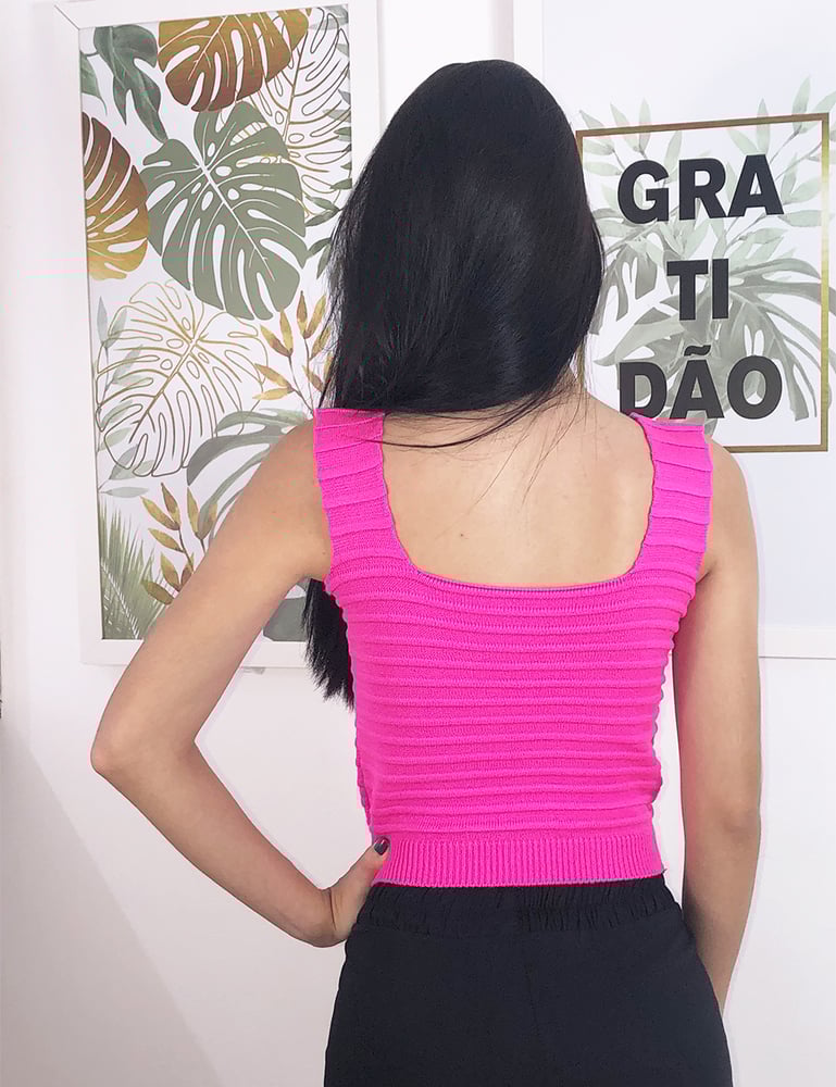 Cropped em Tricô Rosa