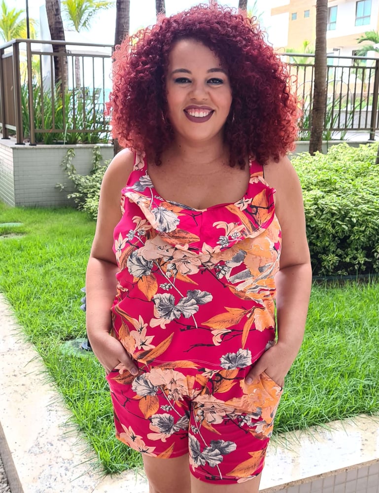 Conjunto Feminino Plus Malha de Alça Estampado