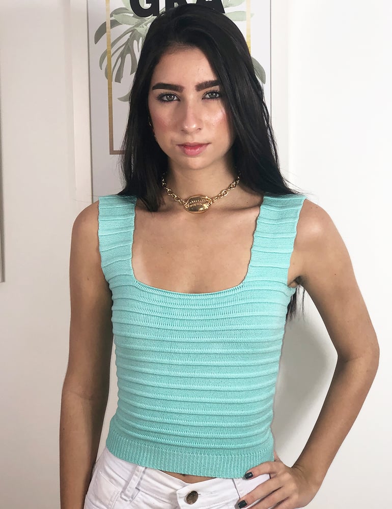 Cropped em Tricô Verde Tifanny