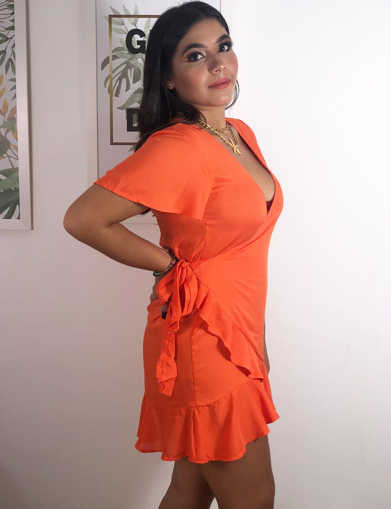 Mini Vestido Feminino Envelope Abóbora 