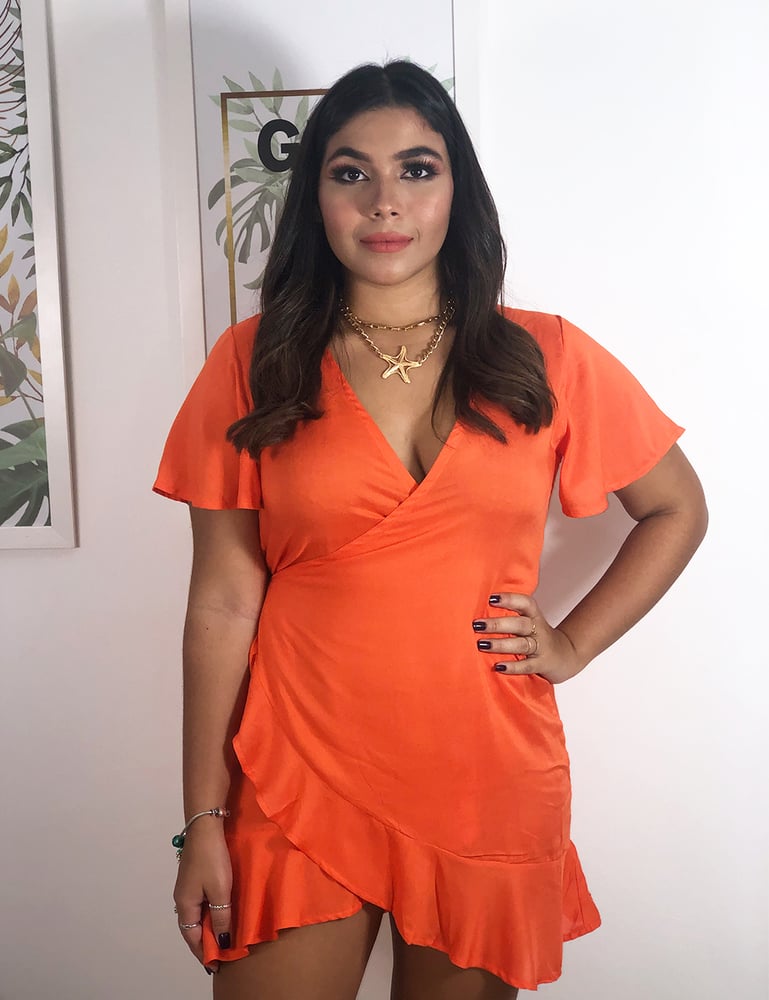 Mini Vestido Feminino Envelope Abóbora 