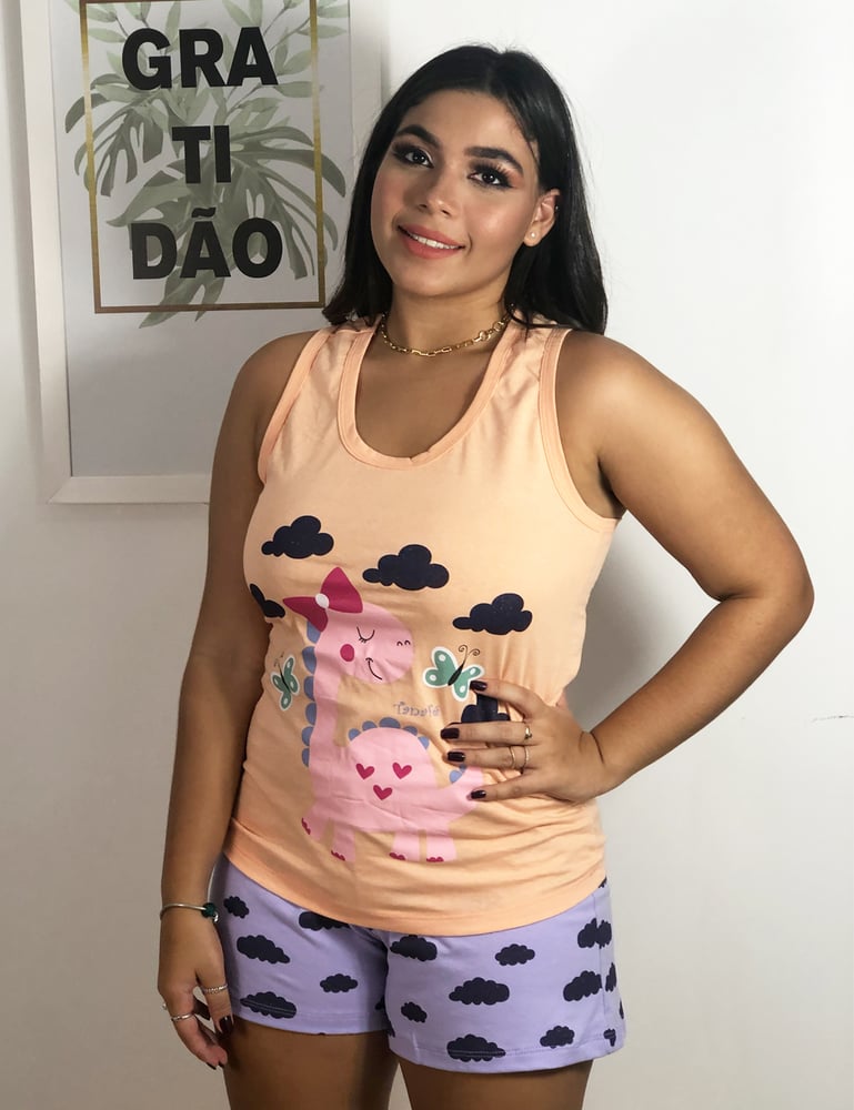 Pijama Feminino Regata Dinossauro