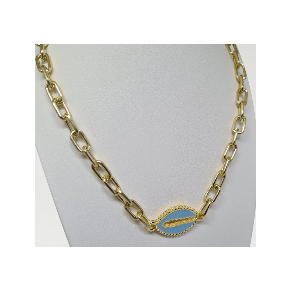 Corrente com pingente de búzios azul