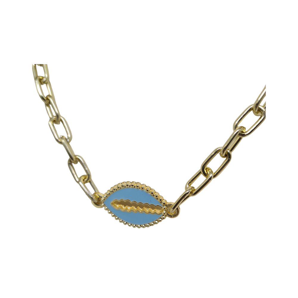 Corrente com pingente de búzios azul