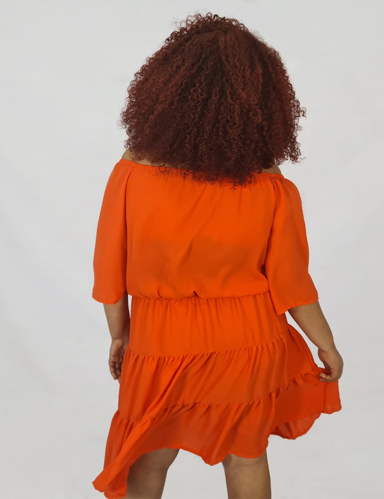 Vestido Midi Ciganinha Plus Size Laranja