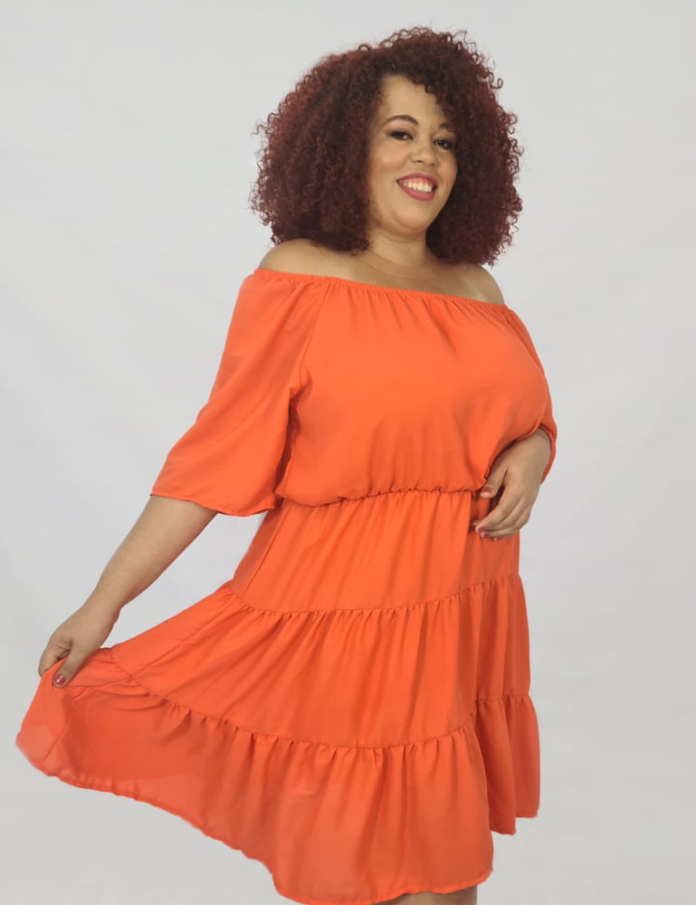 Vestido Midi Ciganinha Plus Size Laranja