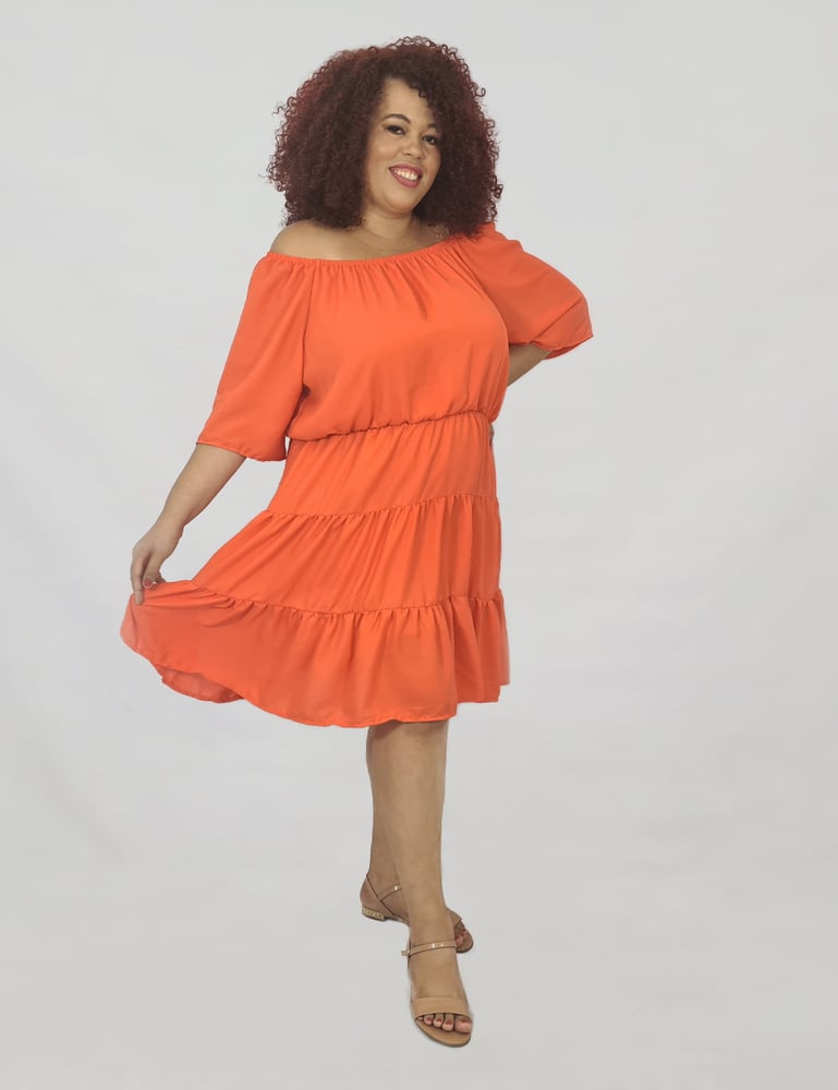 Vestido Midi Ciganinha Plus Size Laranja